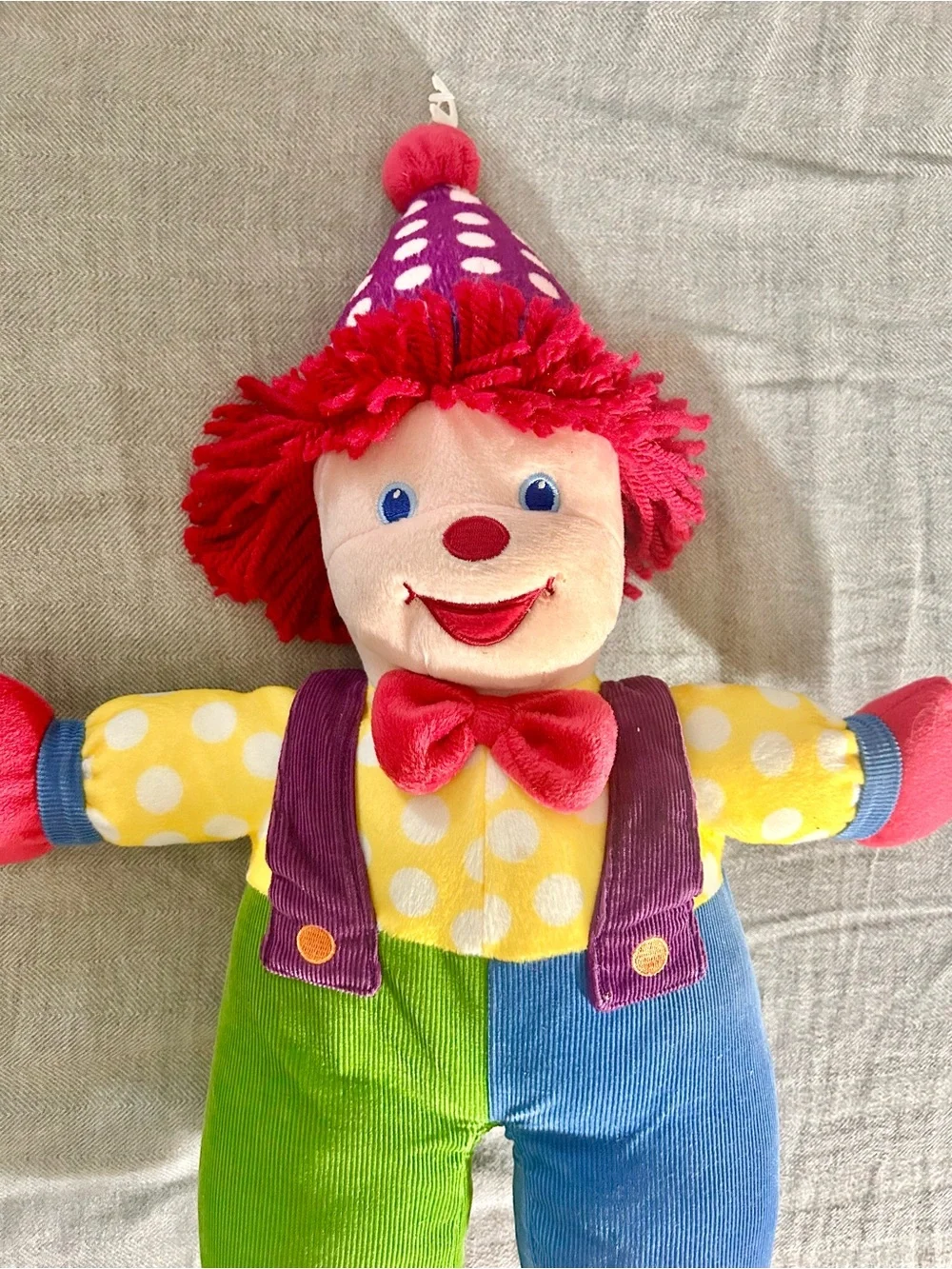 Gymboree 2005 Gymbo the Clown, Colorful Plush Toy - Red, Yellow, Green & Blue